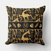 エキゾチック黒金ゴールドキラフェボホモノグラム クッション (正面)