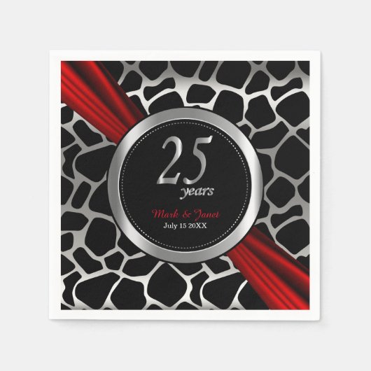 エキゾチック25結婚th Silver's Anniversary スタンダードカクテルナプキン (正面)
