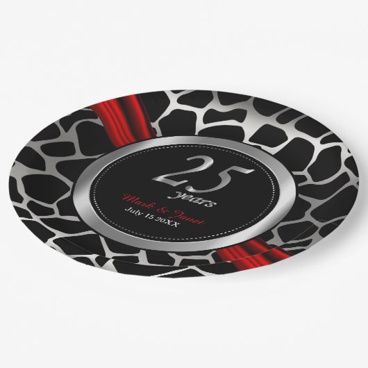 エキゾチック25結婚th Silver's Anniversary ペーパープレート (アングル)