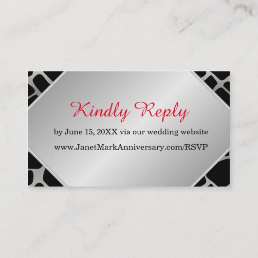 エキゾチック25th Silverの結婚記念日RSVPカード エンクロージャーカード (裏面)