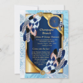 エキゾチック – オウムの青いトーンの羽カップルのシャワー 招待状