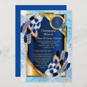 エキゾチック – オウムの青いトーンの羽カップルのシャワー 招待状 (正面/裏面)