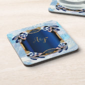 エキゾチック – オウムの青い色調の羽毛コースター コースター (左側)