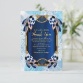 エキゾチック – オウム青いトーンの羽のサンキューカード 出欠カード (スタンド正面)