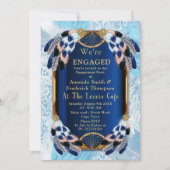 エキゾチック – オウム青い色調の羽婚約 招待状 (正面)