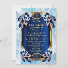 エキゾチック – オウム青い色調の羽婚約 招待状