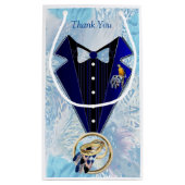 エキゾチック – オウム青い色調の羽抱き枕 スモールペーパーバッグ (裏面)