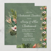 エキゾチック カラフル パームリーフ ゴールド ブライズメイド ランチ 招待状 (正面/裏面)