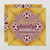 エキゾチック ゴールド ガールズ ブドワール パーティー  招待状 (正面/裏面)