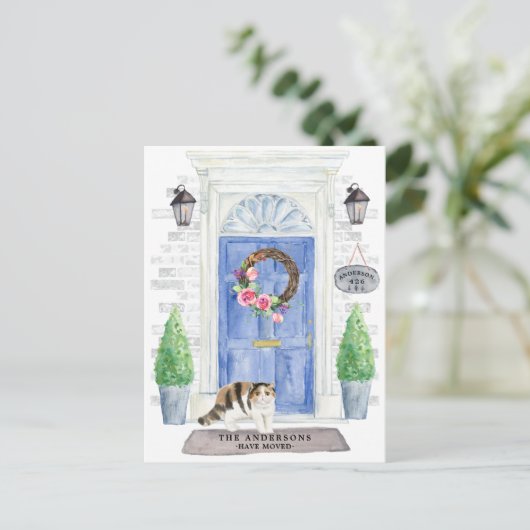 エキゾチック・ショートヘアの猫の動き案内はがき ポストカード (スタンド正面)