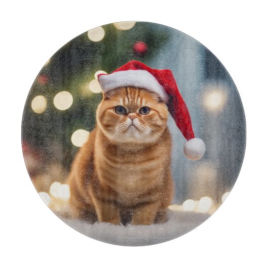 エキゾチック・ショートヘア・クリスマス カッティングボード (正面)
