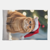 エキゾチック・ショートヘア・クリスマス キッチンタオル (横)
