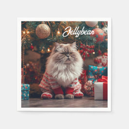 エキゾチック ショートヘア 猫のクリスマスパーソナライズデザイン スタンダードカクテルナプキン