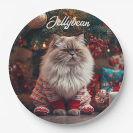 エキゾチック ショートヘア 猫のクリスマスパーソナルグッズ ペーパープレート