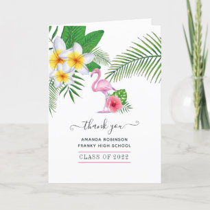 エキゾチック・トロピカル・アイランド・ピンク・フラミンゴ卒業 サンキューカード