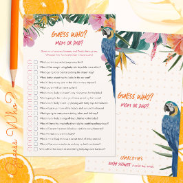 エキゾチック・トロピカル・パロット・ゲス・フー・ベイビーシャワーゲーム