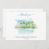 *~*エキゾチック・トロピカル・ビーチ絵画のAR7 結婚's サンキューカード (正面/裏面)