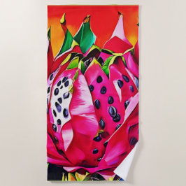 エキゾチック・ドラゴンフルーツ開花 ビーチタオル