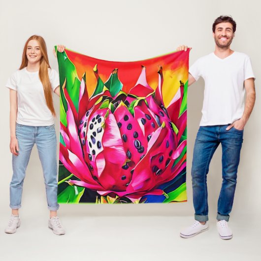 エキゾチック・ドラゴンフルーツ開花 フリースブランケット (インサイチュ)