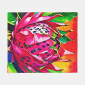 エキゾチック・ドラゴンフルーツ開花 フリースブランケット (正面(横))