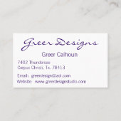 エキゾチック·ピーコック·名刺 名刺 (裏面)