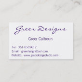 エキゾチック·ピーコック·名刺 名刺 (裏面)