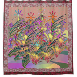 エキゾチック フラワー ガーデン シャワーカーテン