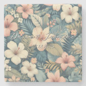 エキゾチック フローラル エレガント トロピカル パームリーフ ウェディング ストーンコースター (正面)