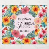 エキゾチック フローラル ハワイアン ブライダル シャワー スパークリングワインラベル (シングルラベル)