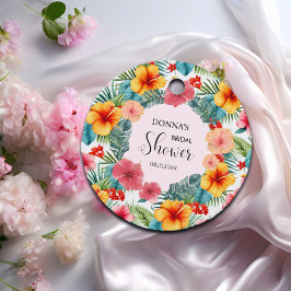 エキゾチック フローラル ハワイアン ブライダル シャワー フェイバータグ
