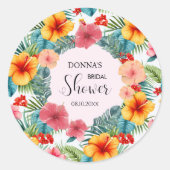 エキゾチック フローラル ハワイアン ブライダル シャワー ラウンドシール (正面)