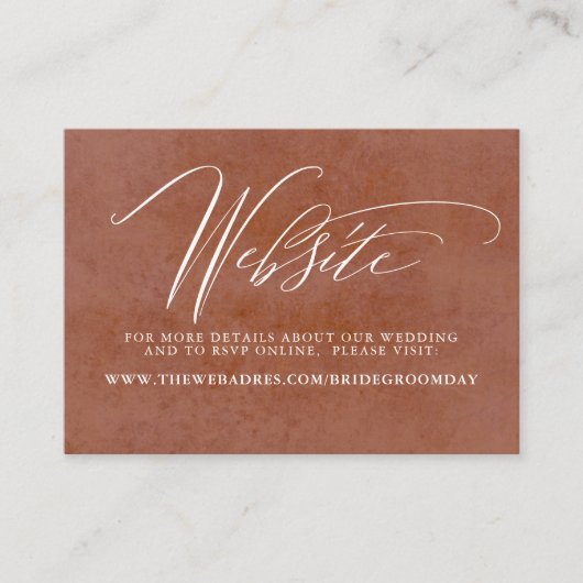 エキゾチック ボーホー フラワー テラコッタ ウェディング ウェブサイト エンクロージャーカード (正面)