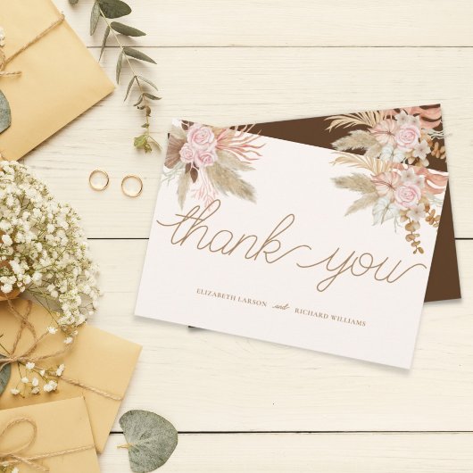 エキゾチック モダン ボーホ トロピカル ウェディング サンキューカード