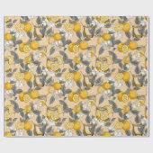 エキゾチック、夏、フルーツ、レモン、カクテルパターン ラッピングペーパー (フラット)