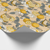エキゾチック、夏、フルーツ、レモン、カクテルパターン ラッピングペーパー (角)