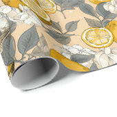 エキゾチック、夏、フルーツ、レモン、カクテルパターン ラッピングペーパー (ロールコーナー)