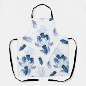 エキゾチック – 白オウムの青い色調の羽が繰り返す エプロン (正面)