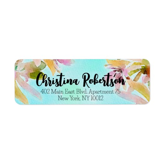 エキゾチックBoho水彩多肉類差出人住所 ラベル (正面)