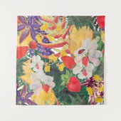 エキゾチックfと水色シームレスな熱帯パターン タペストリー (正面)