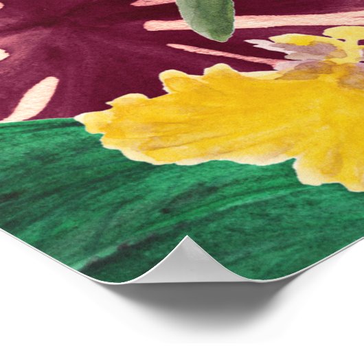 エキゾチックfと水色シームレスな熱帯パターン ポスター (角)