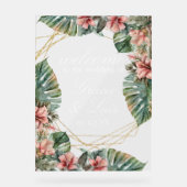 エキゾチックMonstera植物性花模様金ゴールド アクリルサイン (正面)