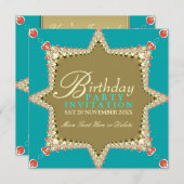 エキゾチッレースのようクアクア金ゴールドガールズパーティの招待状 招待状 (正面/裏面)