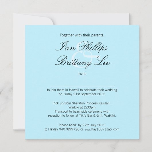 エキゾチッ頼クなビーチ(私はあなたの名前を砂に入れて) 招待状 (裏面)