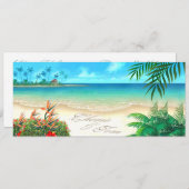 エキゾチ頼ックビーチ砂に名前を書く私 招待状 (正面/裏面)