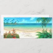 エキゾチ頼ックビーチ砂に名前を書く私 招待状 (正面/裏面)