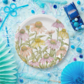 エキナセアの水彩植物画 ペーパープレート (パーティー)