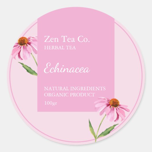 エキナセアハーブティーのビジネスラベル ラウンドシール (正面)