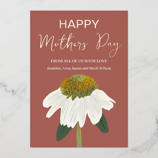 エキナセアフラワーハッピーマザーズデイ金ゴールド 箔シーズンカード (正面)