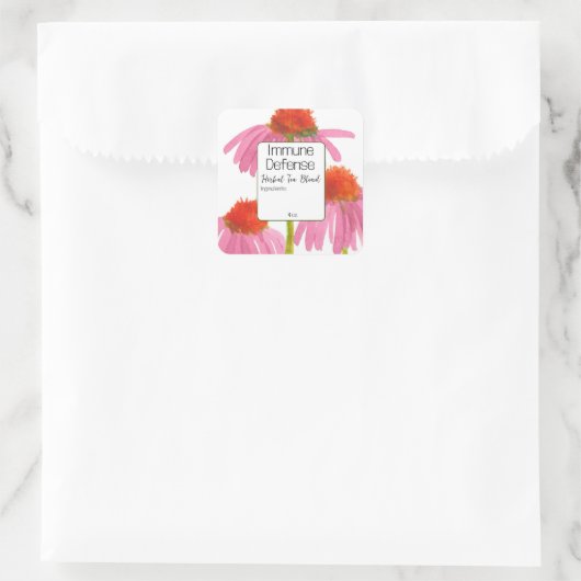 エキナセア空白のハーブティー茶ブレンドラベルカスタム スクエアシール (バッグ)