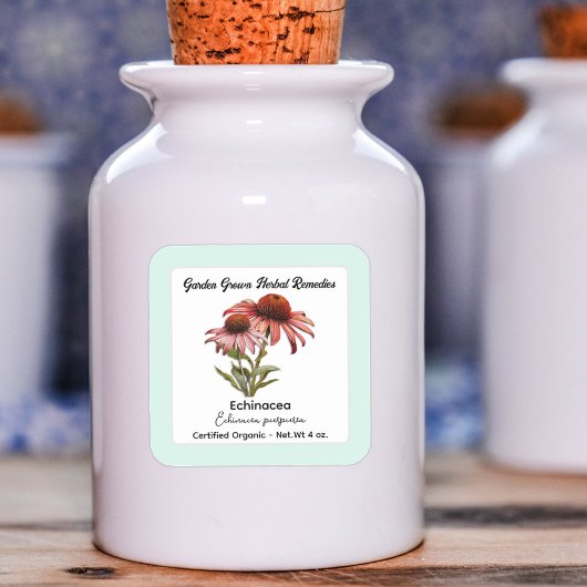 エキナセア紫色のベニバナ製品ラベル スクエアシール